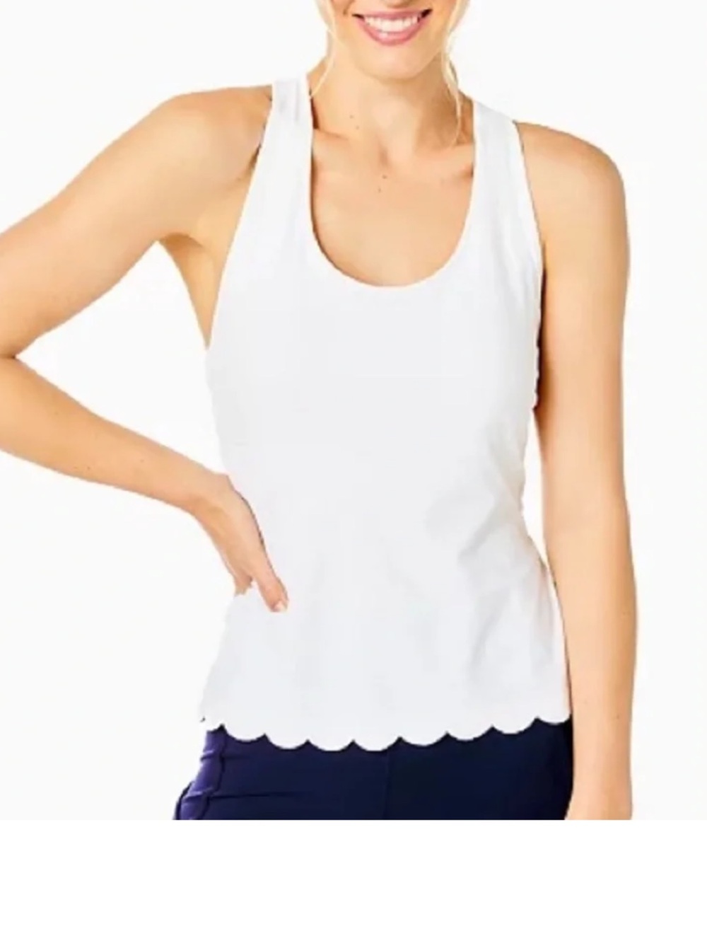 Lilly Pulitzer White Scallop-Hem Racerback Tank